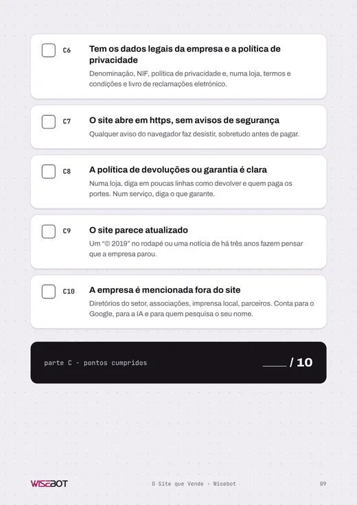 Página do ebook com a parte C, Ganhar confiança