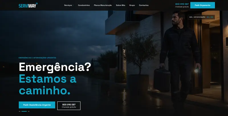 Página inicial do website Serviway